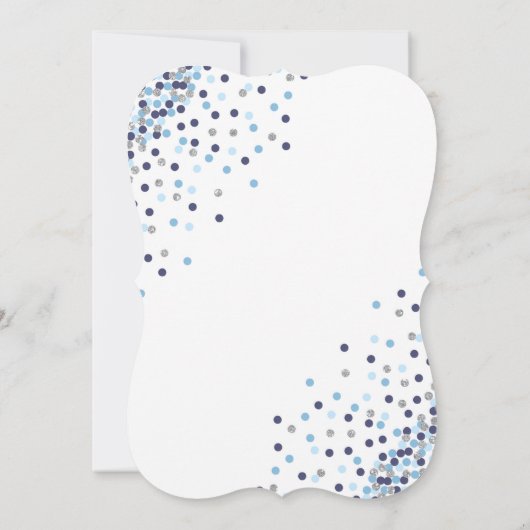 baby shower Confetti Invitation Blue en Silver Kaart (Achterkant)