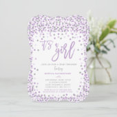 Baby shower Confetti Invitation Lavendel & Silver Kaart (Staand voorkant)