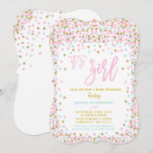 baby shower Confetti Invitation roze Munt and Gold Kaart (Voorkant / Achterkant)