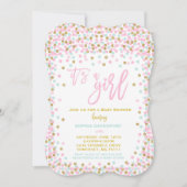 baby shower Confetti Invitation roze Munt and Gold Kaart (Voorkant)