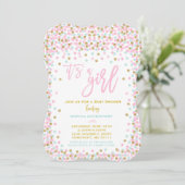 baby shower Confetti Invitation roze Munt and Gold Kaart (Staand voorkant)