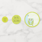 Baby shower Confetti Owl Blue en Green (Achterkanten)