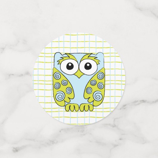 Baby shower Confetti Owl Blue en Green (Kleine voorkant)