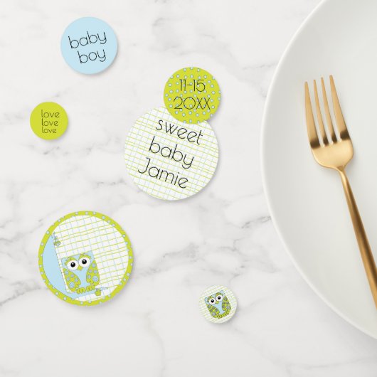 Baby shower Confetti Owl Blue en Green (Groep)