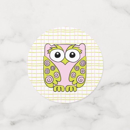Baby shower Confetti Owl in een Boom Roze en Groen (Kleine voorkant)