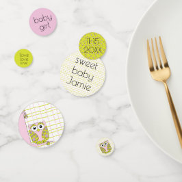 Baby shower Confetti Owl in een Boom Roze en Groen