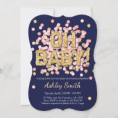 baby shower Confetti Pink Gold Navy Kaart (Voorkant)
