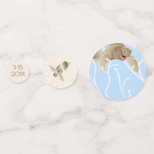 Baby shower Confetti Turtle Blue en Cream (Achterkanten)