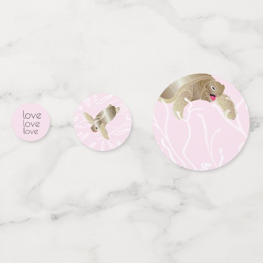 Baby shower Confetti Turtle roze en Turquoise (Achterkanten)