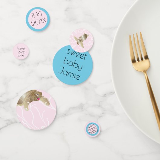 Baby shower Confetti Turtle roze en Turquoise (Groep)