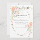 BABY SHOWER | Coral Waterverf Flowers Kaart (Voorkant)