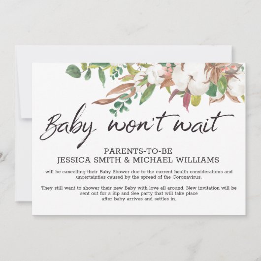 Baby shower Corona Virus Cancelation Kaart (Voorkant)