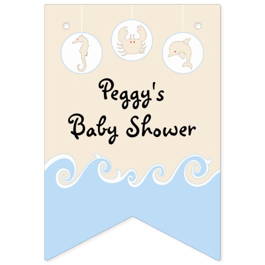 Baby shower Cream/Blue Mobile, Swallowtail Banner (Tweede vlag)