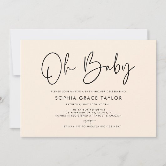 Baby shower Cream Modern Boho Genderneutraal Kaart (Voorkant)