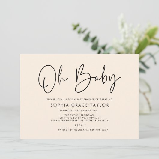 Baby shower Cream Modern Boho Genderneutraal Kaart (Staand voorkant)