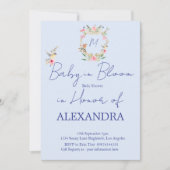 Baby shower Crest Blue Monogram Kaart (Voorkant)