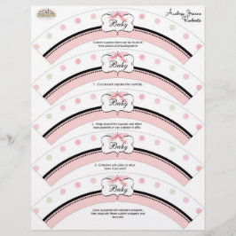 Baby shower Cupcake Decor - Franse Bow Dot Swirl