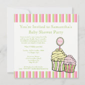 Baby shower Cupcake Parlor Striped Invitation Kaart (Achterkant)