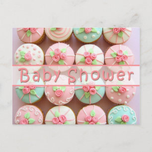 baby shower - Cupcakes Post Card Uitnodiging Briefkaart