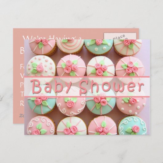 Baby shower - Cupcakes Post Kaart (Voorkant / Achterkant)