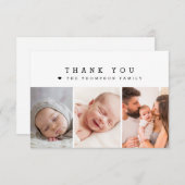 Baby shower Custom 3 Foto's Hartelijk dank Bedankkaart (Voorkant / Achterkant)