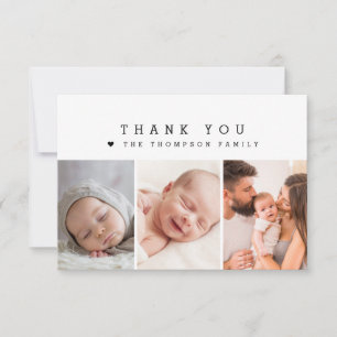 Baby shower Custom 3 Foto's Hartelijk dank Bedankkaart