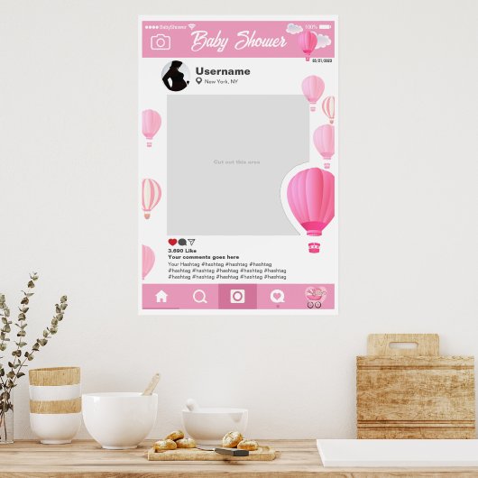 Baby shower Custom Selfie Lijst Globos Aeroestatis Poster (Keuken)