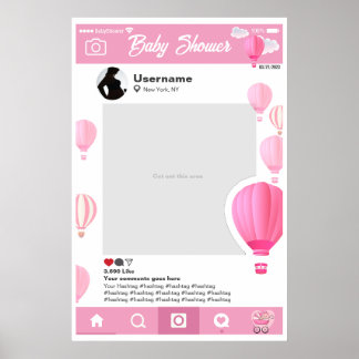 Baby shower Custom Selfie Lijst Globos Aeroestatis Poster