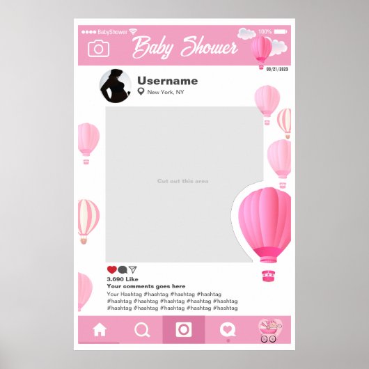 Baby shower Custom Selfie Lijst Globos Aeroestatis Poster (Voorkant)