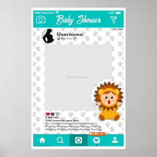 Baby shower Custom Selfie Lijst Leoncito Poster