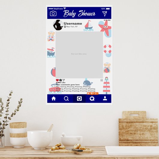 Baby shower Custom Selfie Lijst Marino Poster (Keuken)
