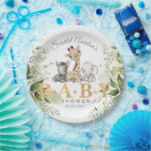 Baby shower Cute African Animals Greenery Papieren Bordje (Feest)