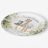 Baby shower Cute African Animals Greenery Papieren Bordje (Gekanteld)