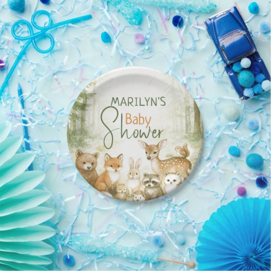 Baby Shower Cute Baby Animals Papieren Bordje (Feest)