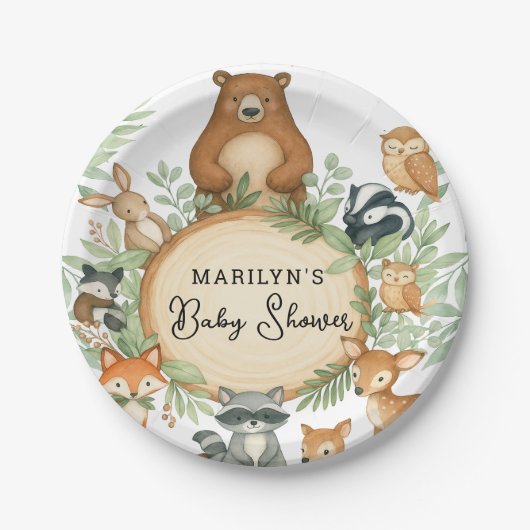 Baby Shower Cute Baby Animals Papieren Bordje (Voorkant)