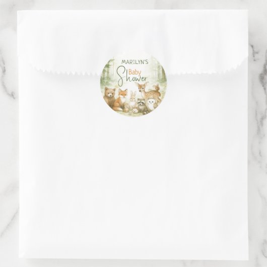 Baby Shower Cute Baby Animals Ronde Sticker (Tas)