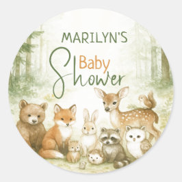 Baby Shower Cute Baby Animals Ronde Sticker