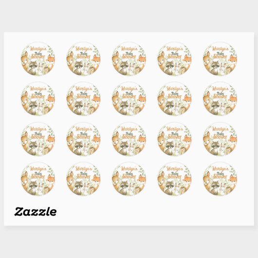 Baby Shower Cute Baby Animals Ronde Sticker (Vel)