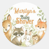 Baby Shower Cute Baby Animals Ronde Sticker (Voorkant)