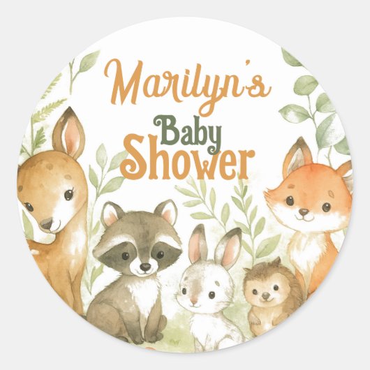 Baby Shower Cute Baby Animals Ronde Sticker (Voorkant)
