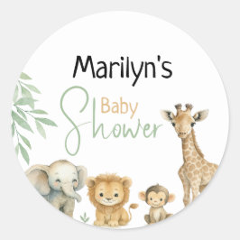 Baby Shower Cute Baby Animals Ronde Sticker