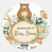 Baby Shower Cute Baby Animals Ronde Sticker (Voorkant)
