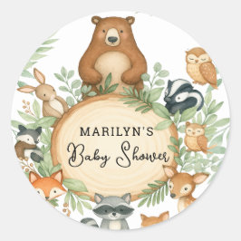 Baby Shower Cute Baby Animals Ronde Sticker