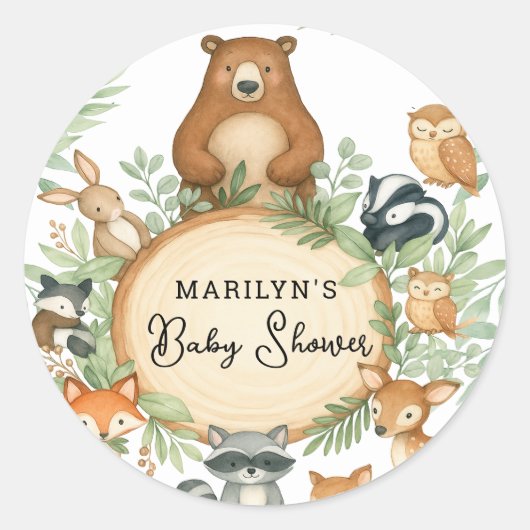 Baby Shower Cute Baby Animals Ronde Sticker (Voorkant)