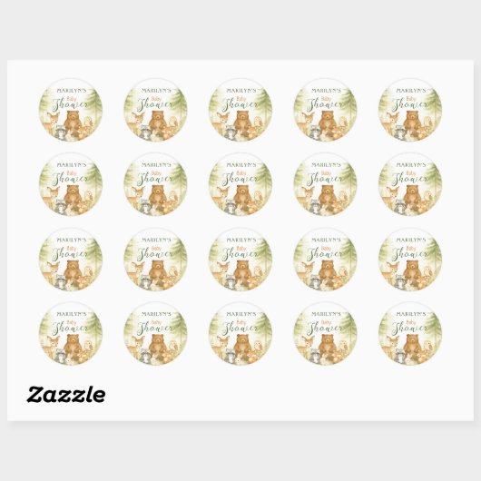 Baby Shower Cute Baby Animals Ronde Sticker (Vel)