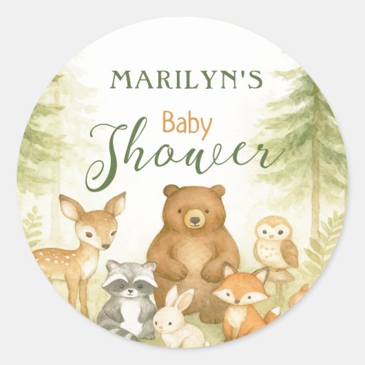 Baby Shower Cute Baby Animals Ronde Sticker (Voorkant)