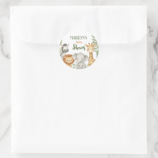 Baby Shower Cute Baby Animals Ronde Sticker (Tas)