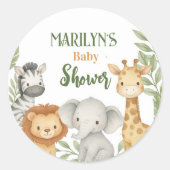 Baby Shower Cute Baby Animals Ronde Sticker (Voorkant)