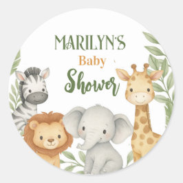 Baby Shower Cute Baby Animals Ronde Sticker