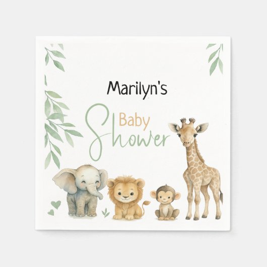 Baby Shower Cute Baby Animals Servet (Voorkant)
